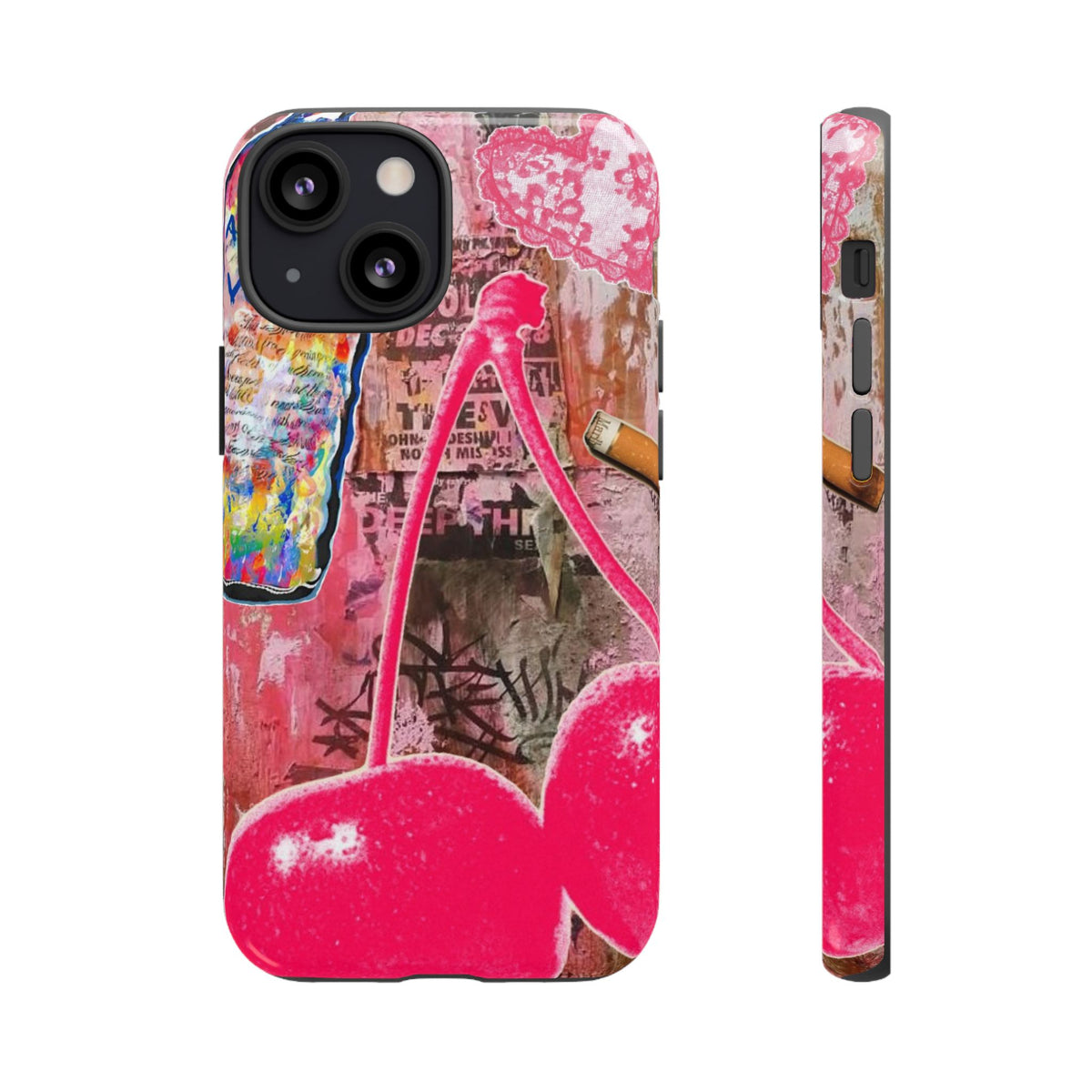 Pink Cherry Graffiti Phone Case