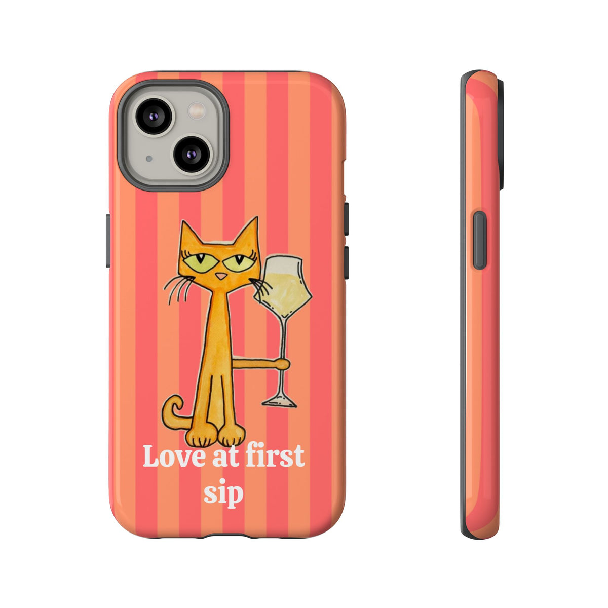Cat with Wine "Love at First Sip" phone case