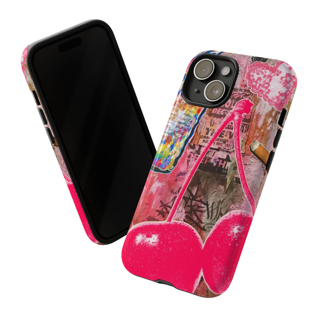 Pink Cherry Graffiti Phone Case