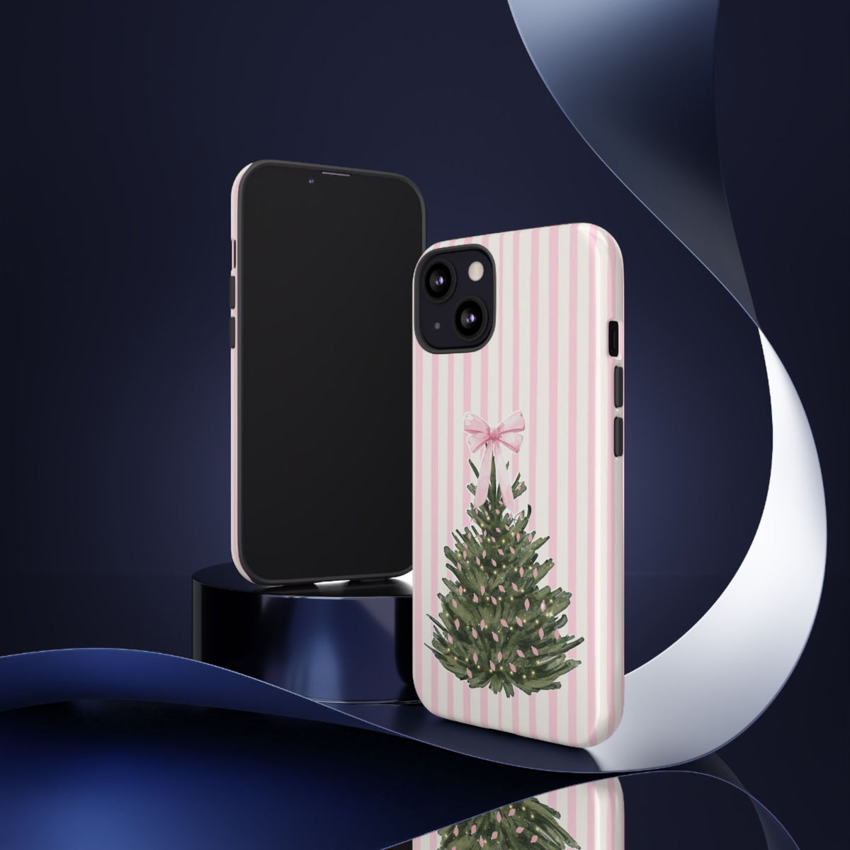 Pink Stripe Christmas Tree Phone Case