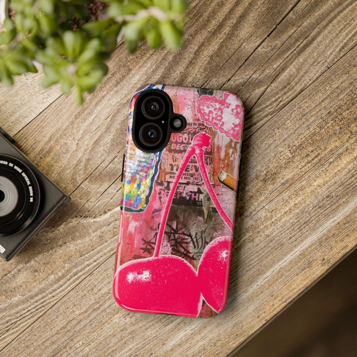 Pink Cherry Graffiti Phone Case