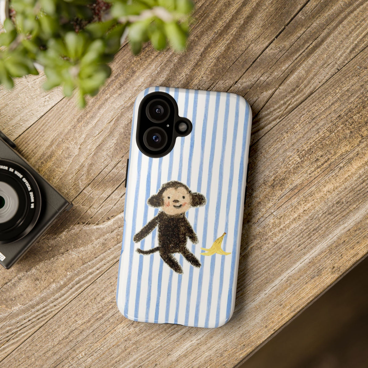 Striped Monkey Phone Case