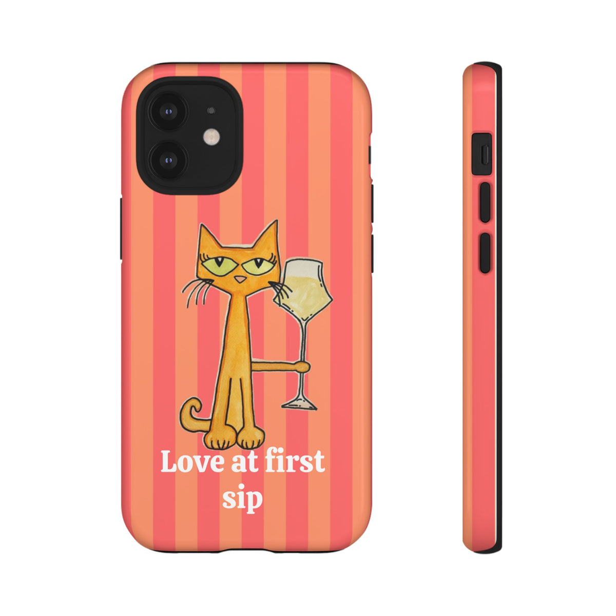 Cat with Wine "Love at First Sip" phone case