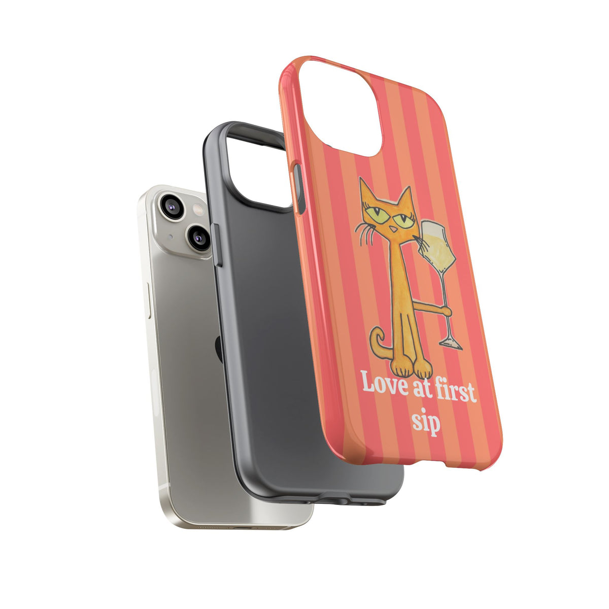 Cat with Wine "Love at First Sip" phone case