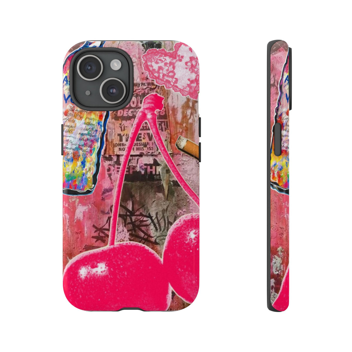 Pink Cherry Graffiti Phone Case