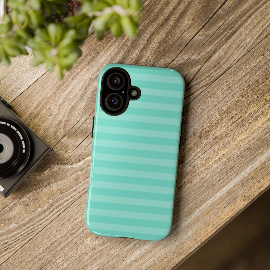 Aqua Mint Striped Phone Case