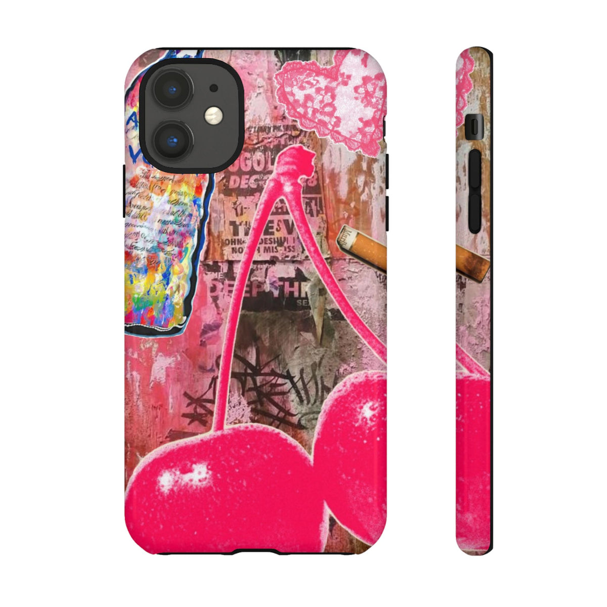 Pink Cherry Graffiti Phone Case