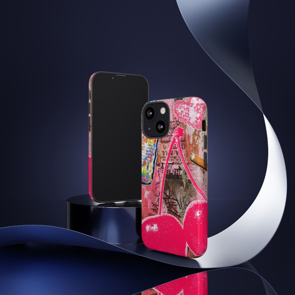 Pink Cherry Graffiti Phone Case
