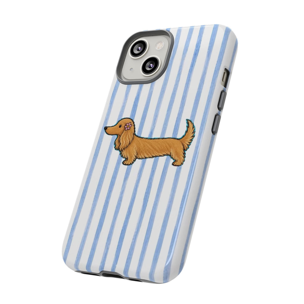 Blonde Dachshund Striped Tough Phone Case