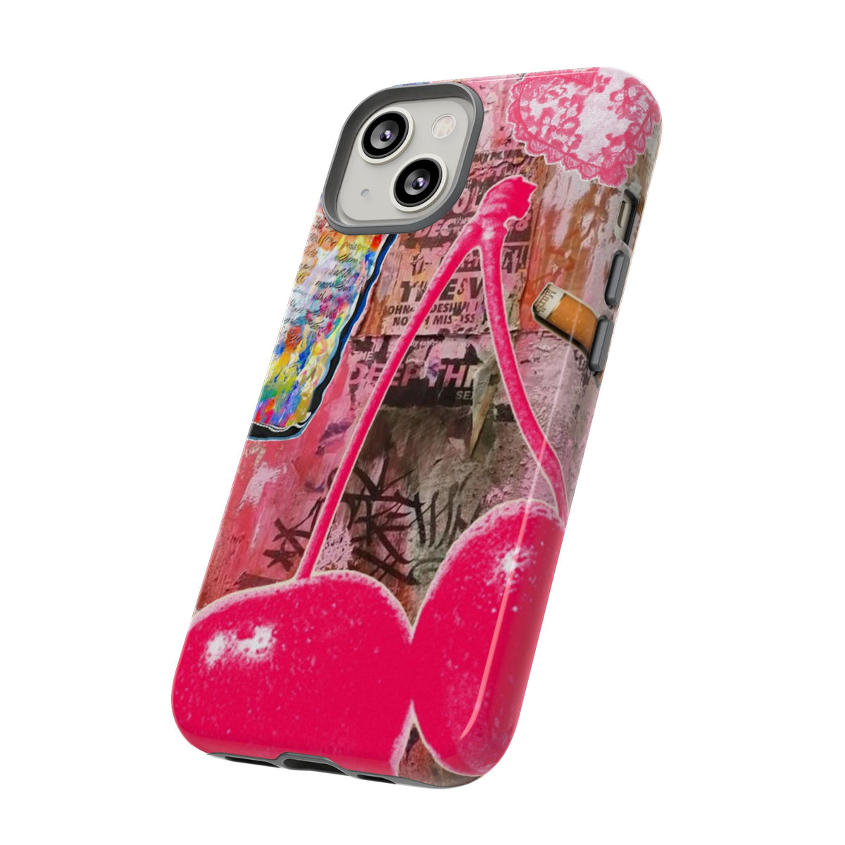 Pink Cherry Graffiti Phone Case