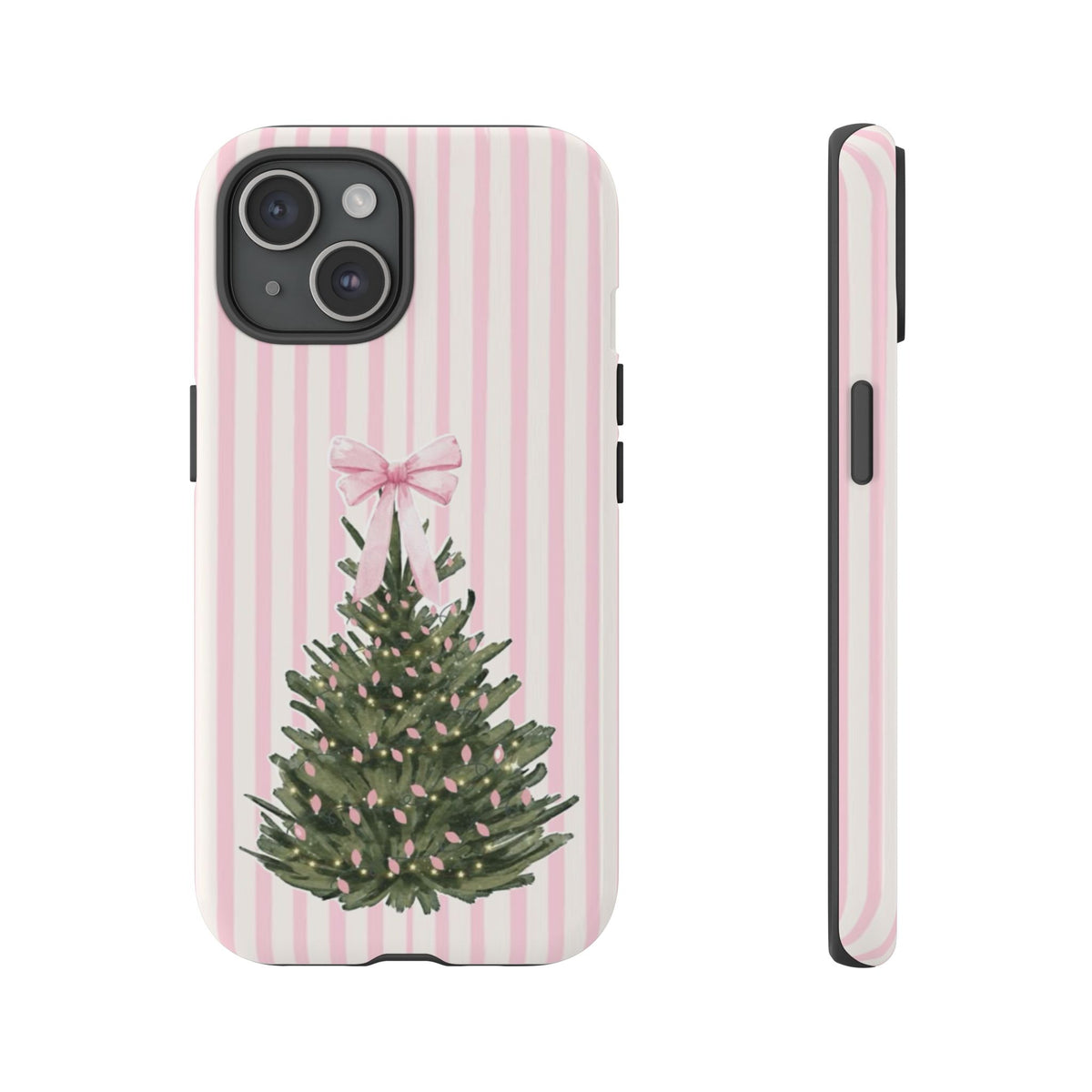 Pink Stripe Christmas Tree Phone Case