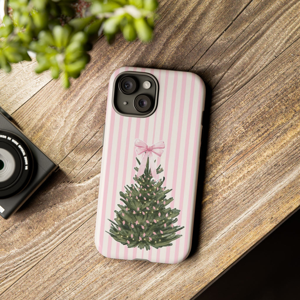 Pink Stripe Christmas Tree Phone Case