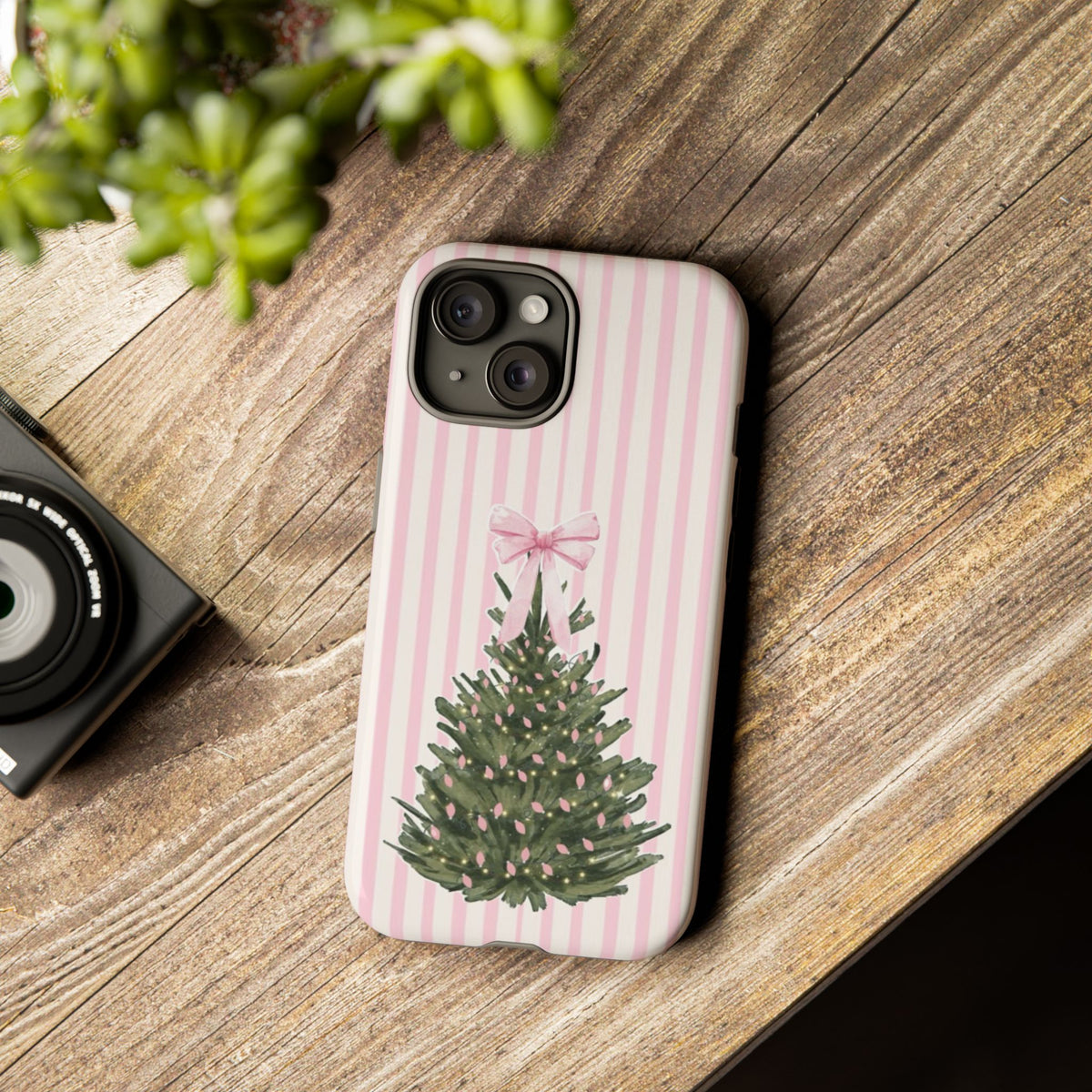 Pink Stripe Christmas Tree Phone Case