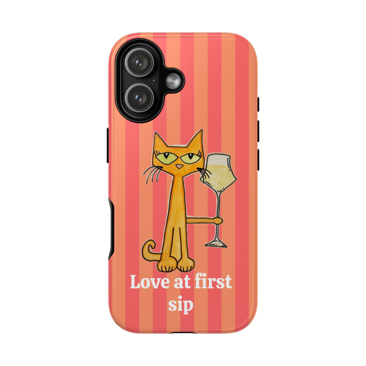 Cat with Wine "Love at First Sip" phone case