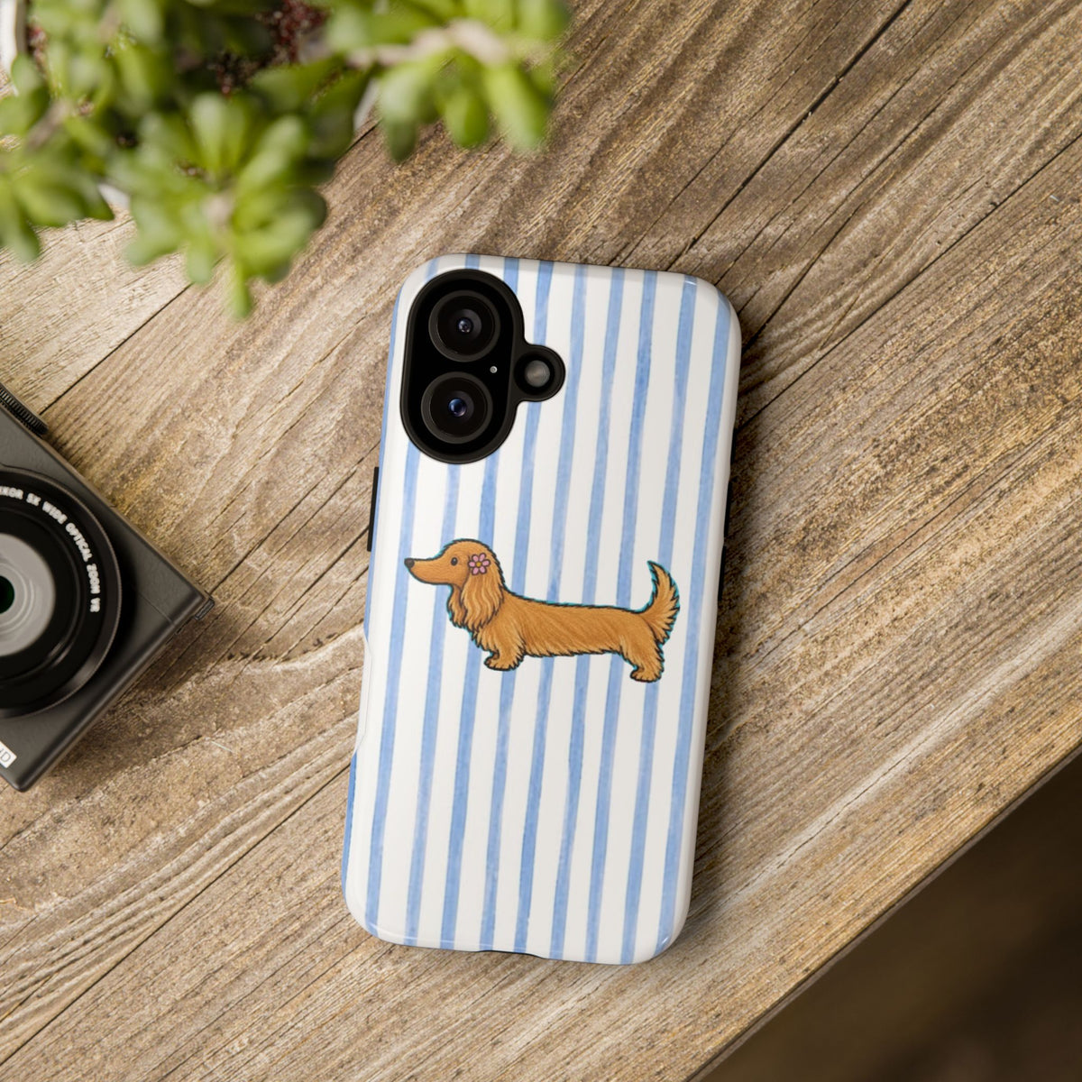Blonde Dachshund Striped Tough Phone Case