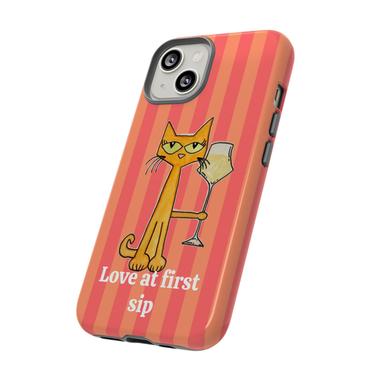 Cat with Wine "Love at First Sip" phone case
