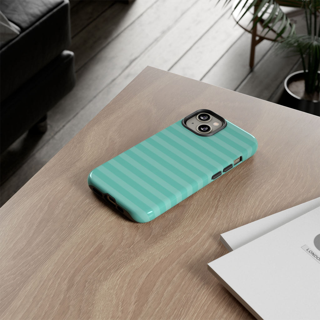 Aqua Mint Striped Phone Case