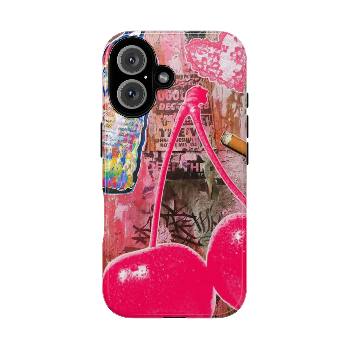 Pink Cherry Graffiti Phone Case