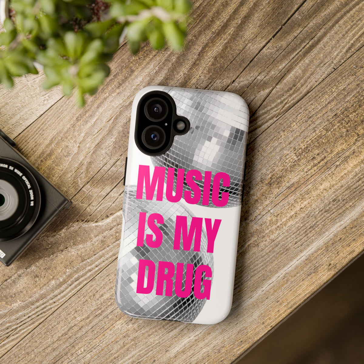 "Music Is My Drug" Disco Mirrorball Designed phone case