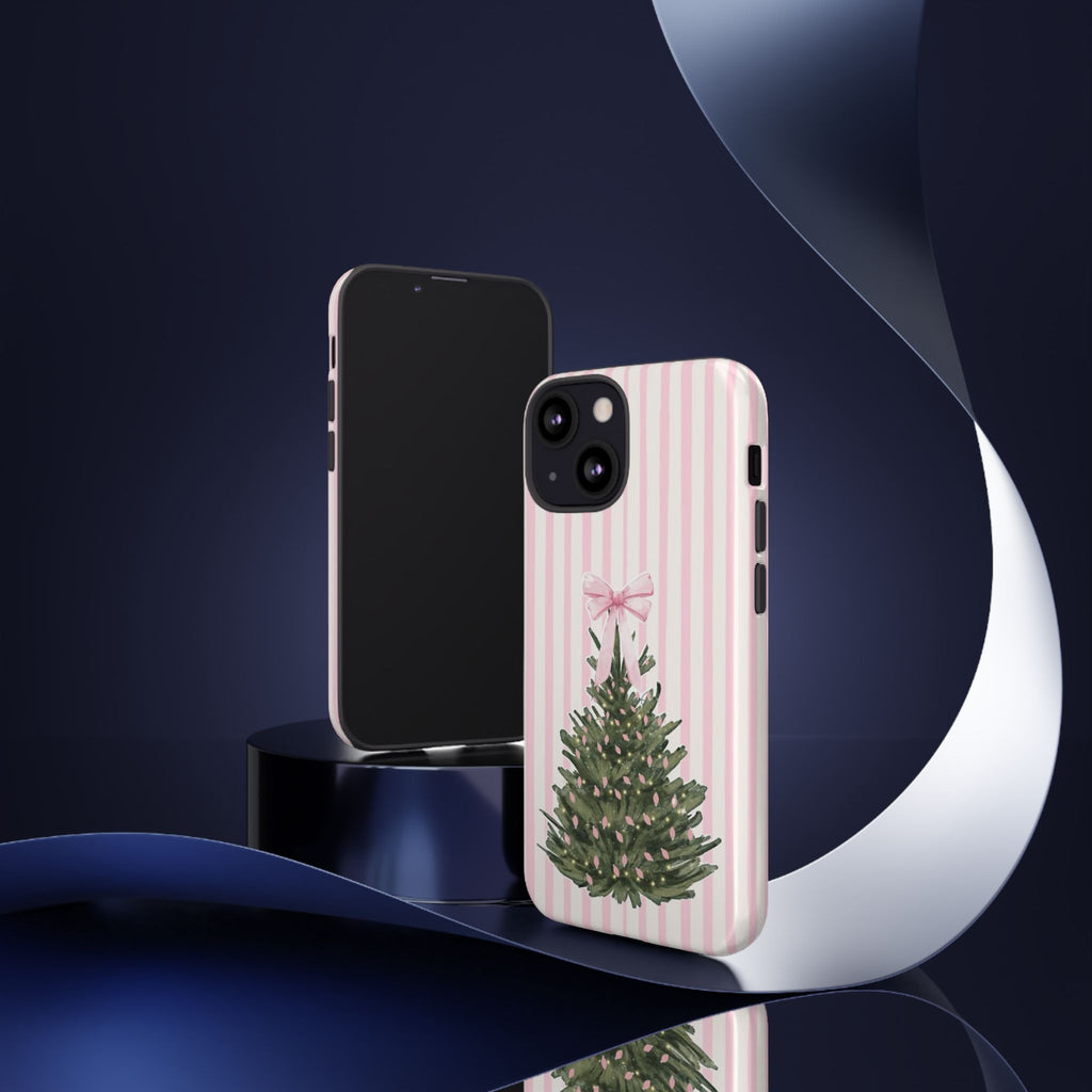 Pink Stripe Christmas Tree Phone Case
