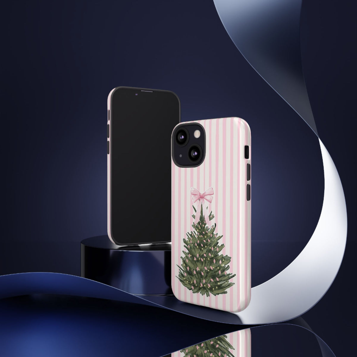 Pink Stripe Christmas Tree Phone Case