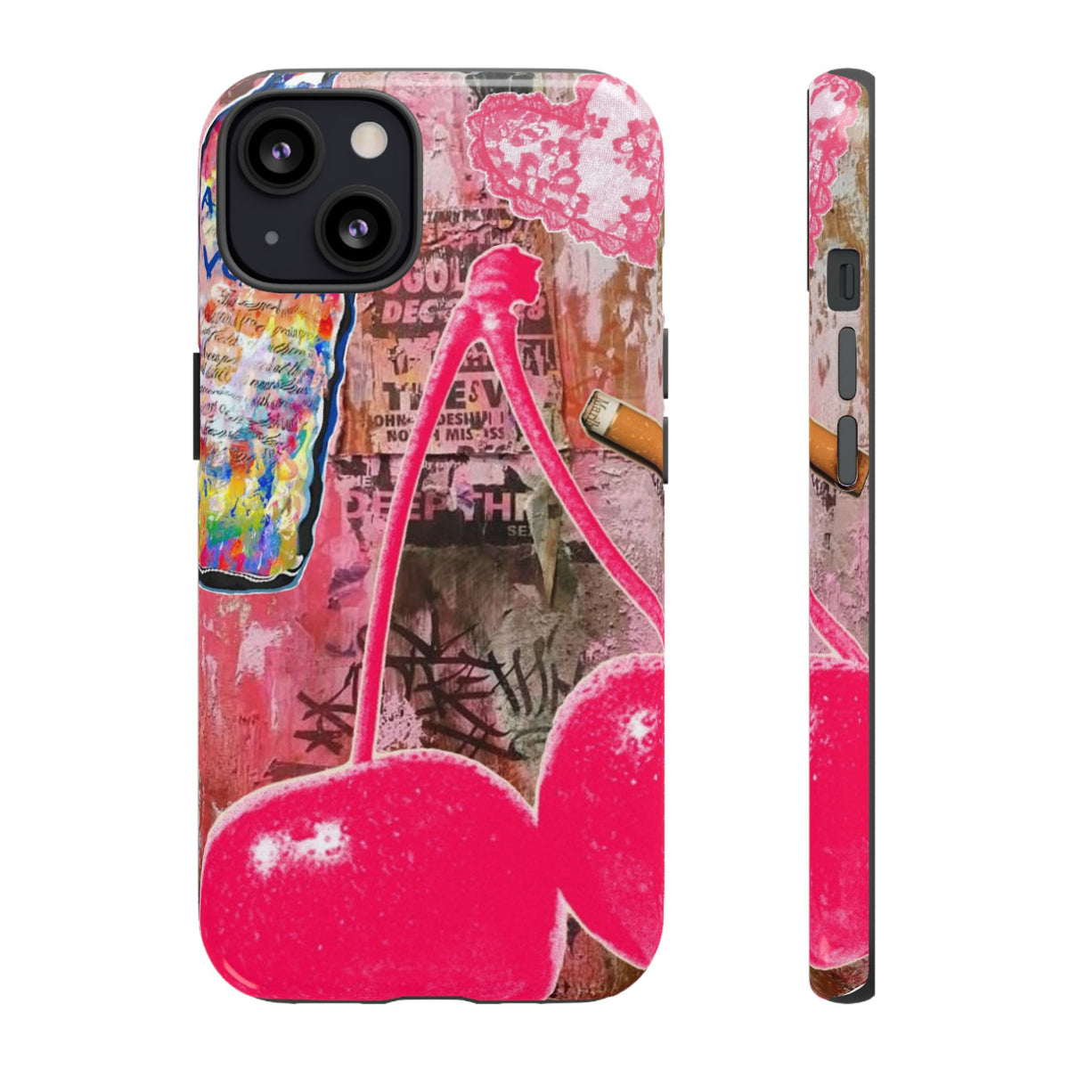 Pink Cherry Graffiti Phone Case