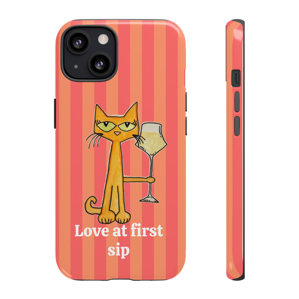 Cat with Wine "Love at First Sip" phone case