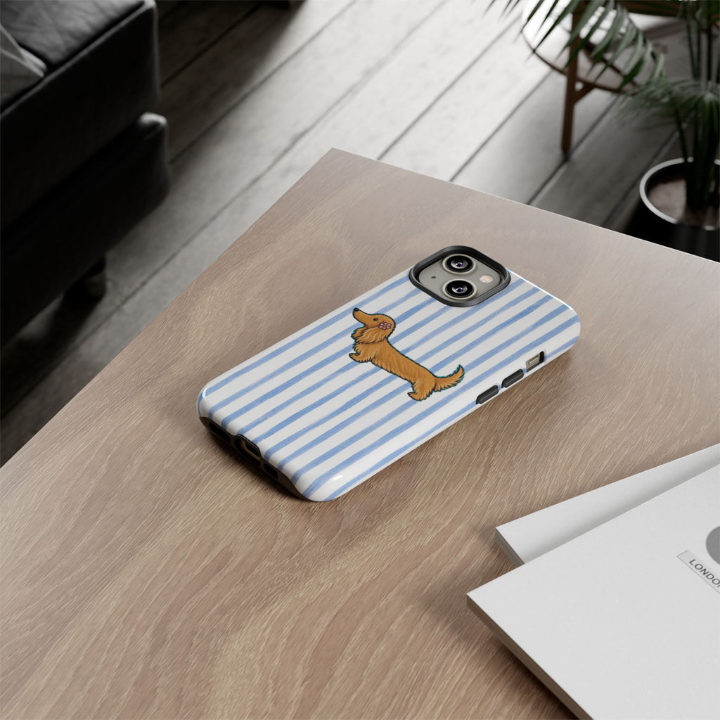 Blonde Dachshund Striped Tough Phone Case