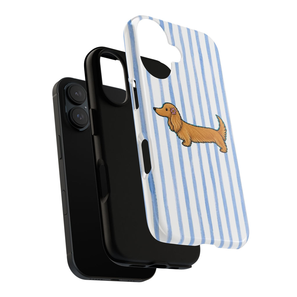 Blonde Dachshund Striped Tough Phone Case