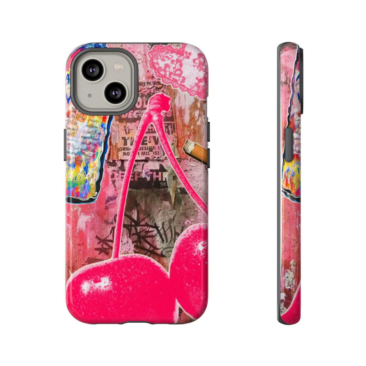 Pink Cherry Graffiti Phone Case