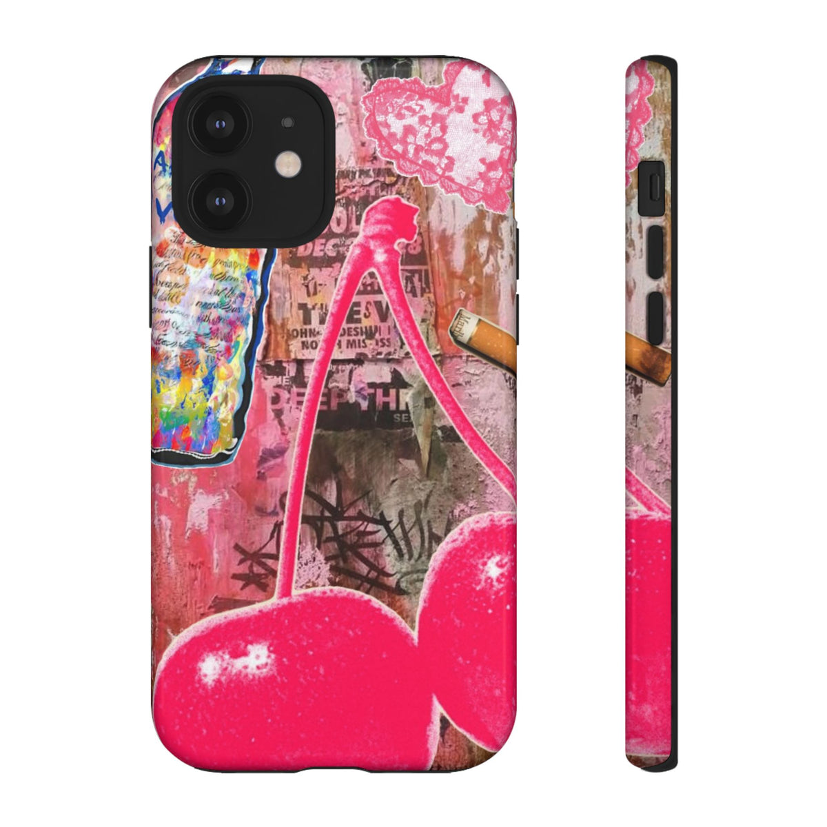 Pink Cherry Graffiti Phone Case