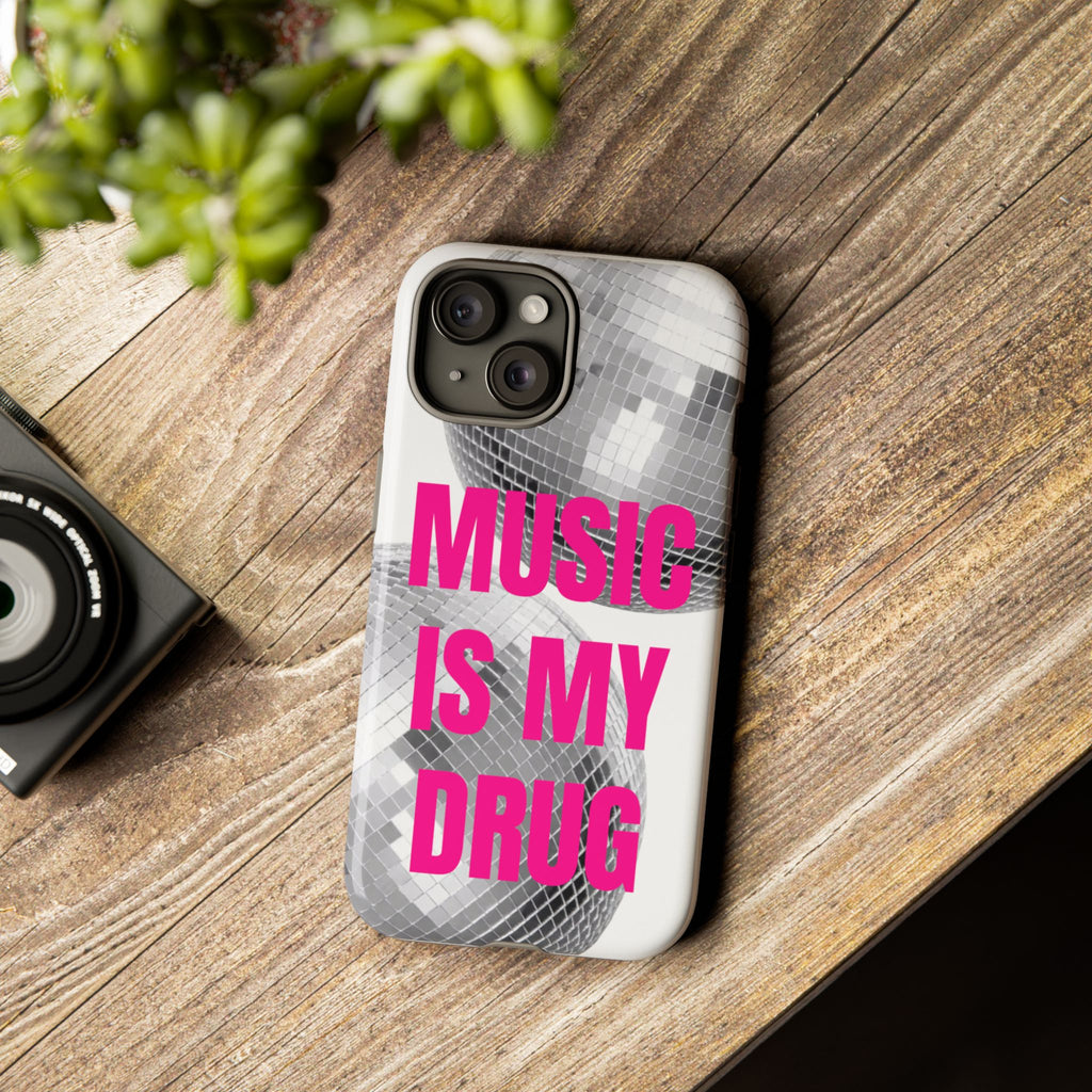 "Music Is My Drug" Disco Mirrorball Designed phone case