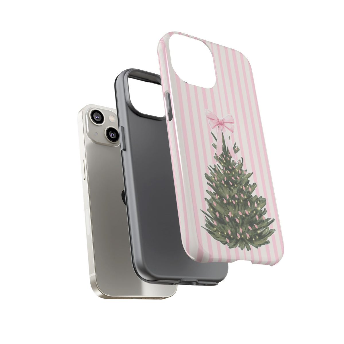 Pink Stripe Christmas Tree Phone Case