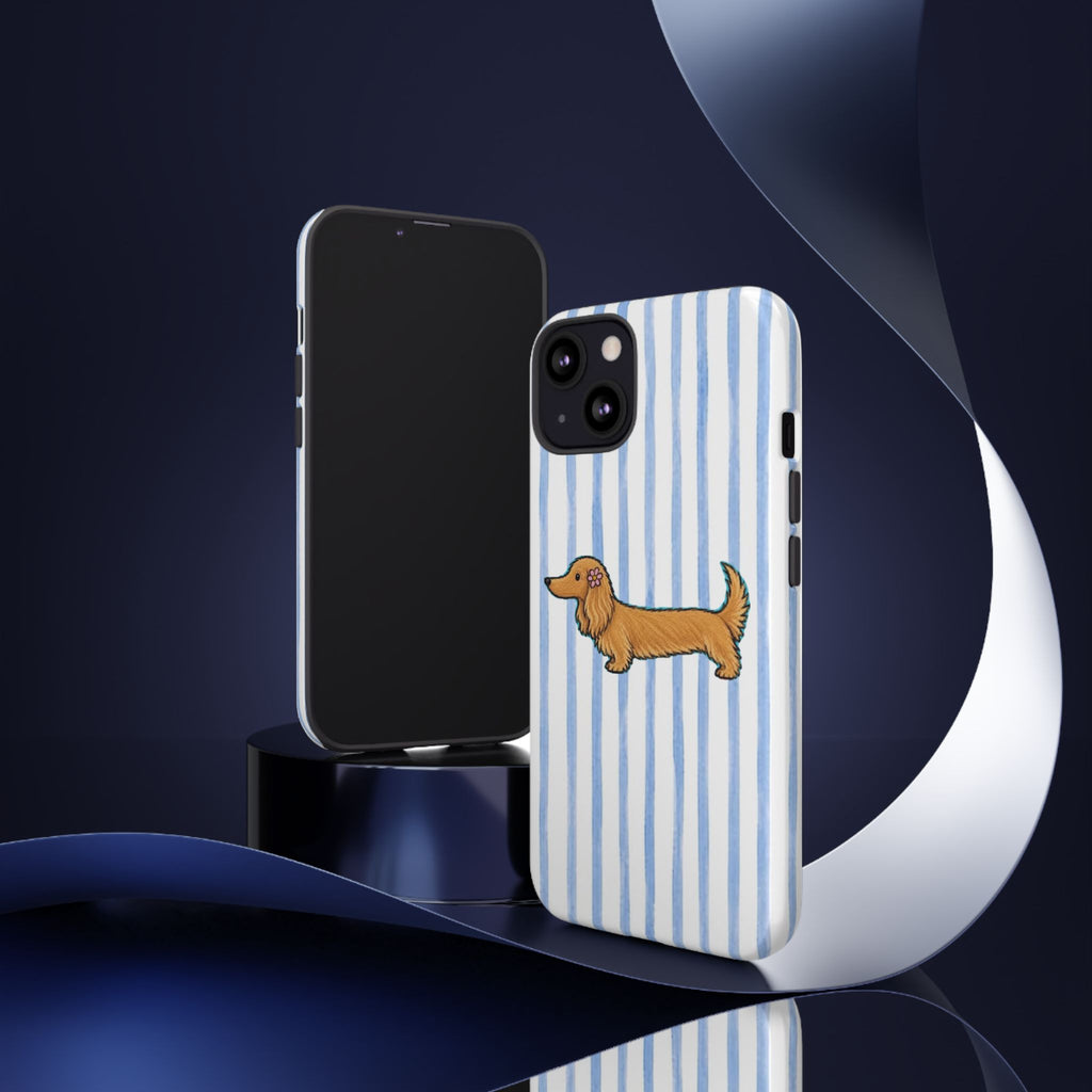 Blonde Dachshund Striped Tough Phone Case