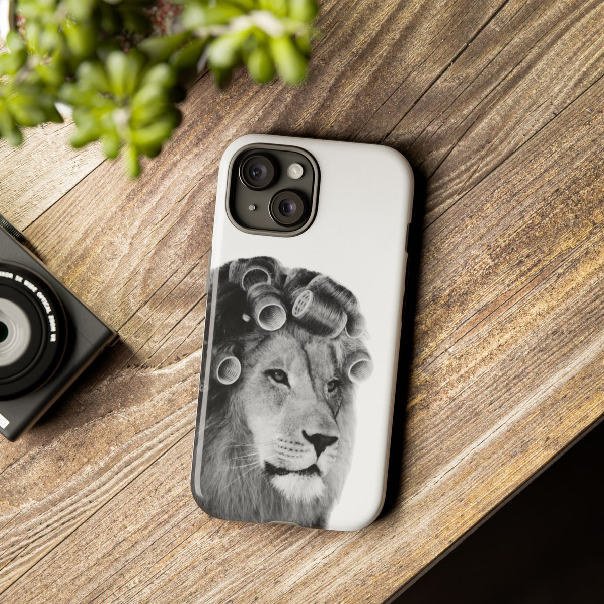 Lion with Hair Rollers Phone Case