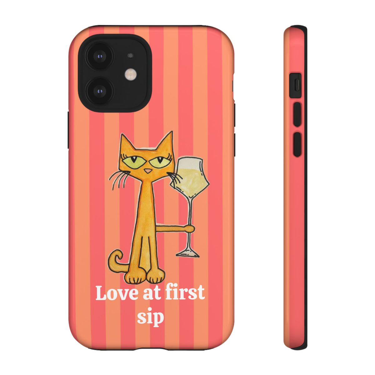 Cat with Wine "Love at First Sip" phone case