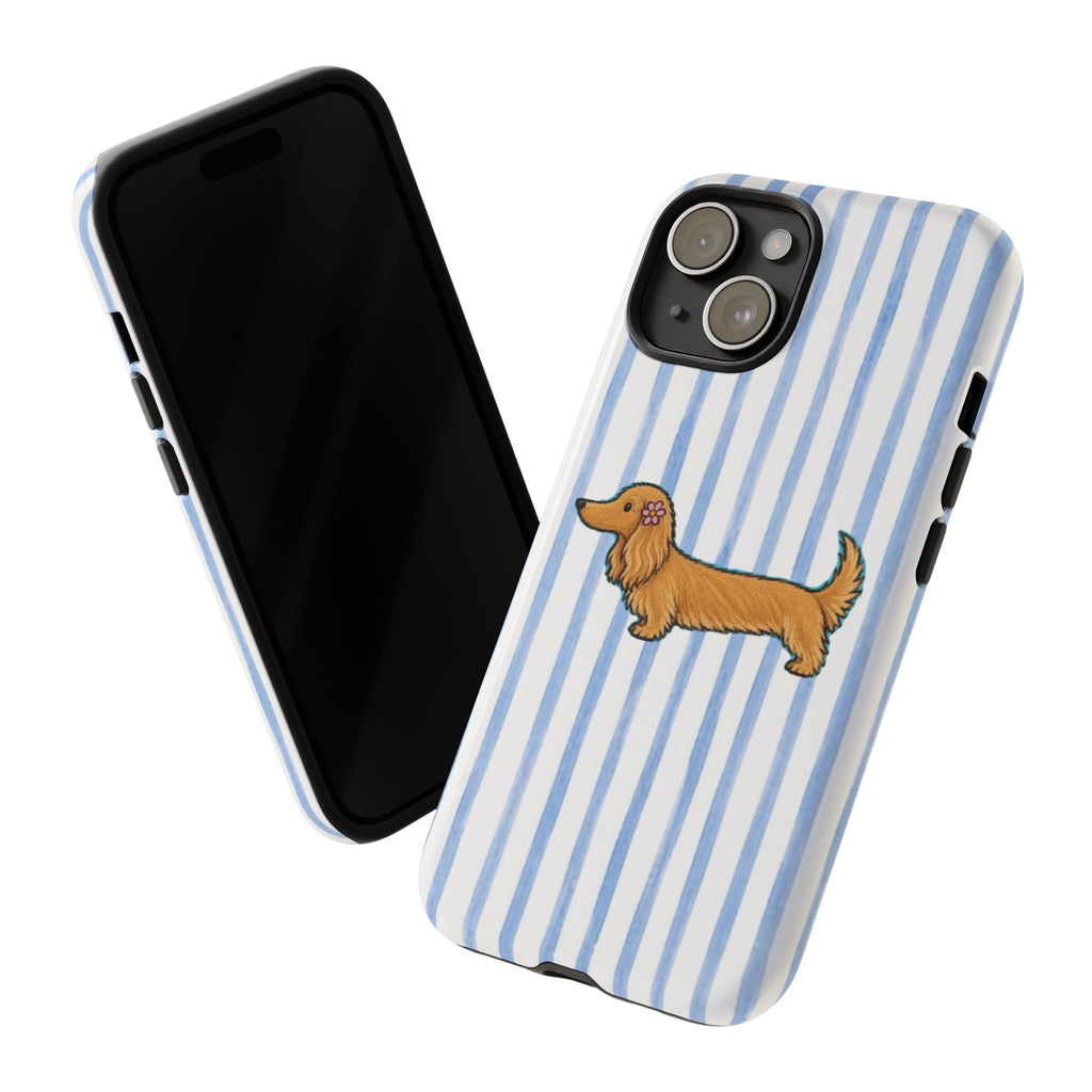 Blonde Dachshund Striped Tough Phone Case