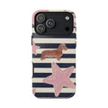Nautical Striped Dachshund & Pink Starfish Tough Phone Case
