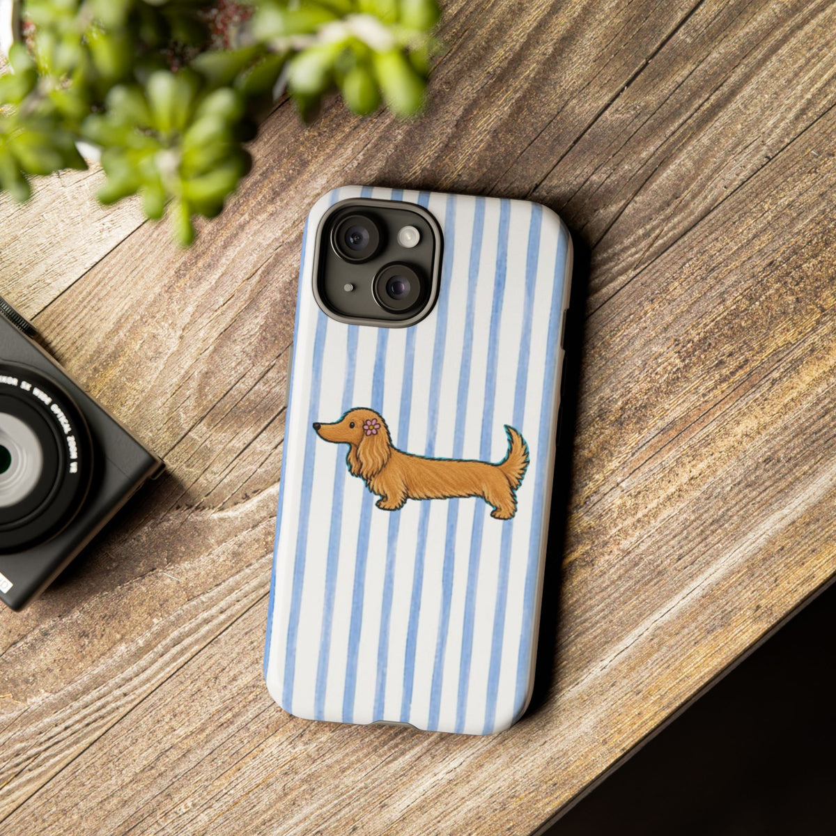 Blonde Dachshund Striped Tough Phone Case