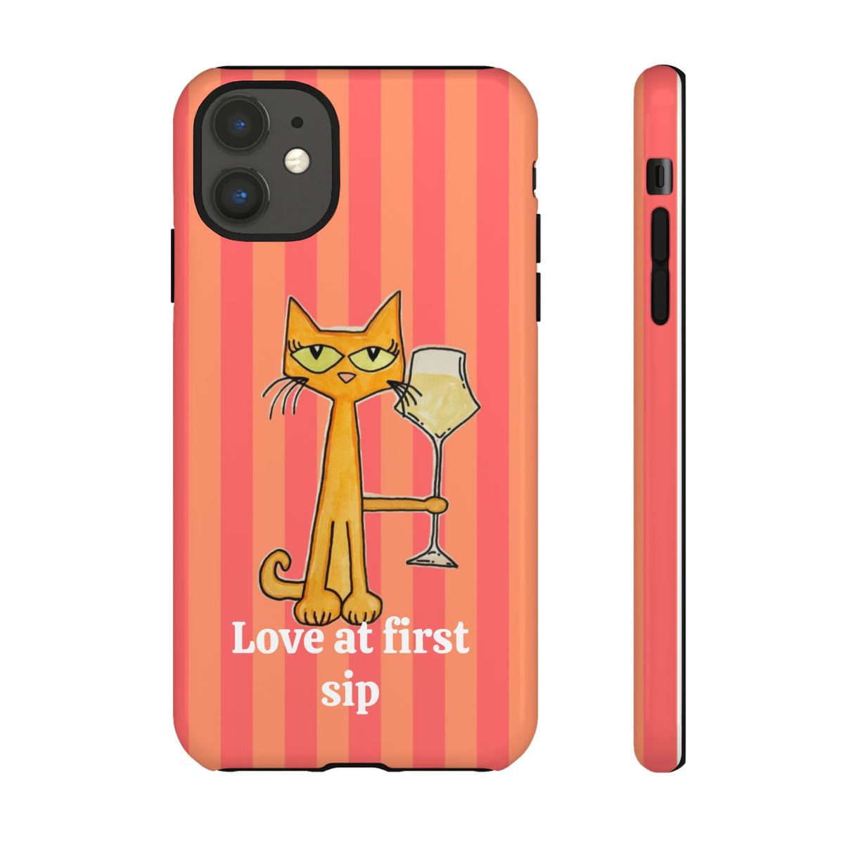 Cat with Wine "Love at First Sip" phone case