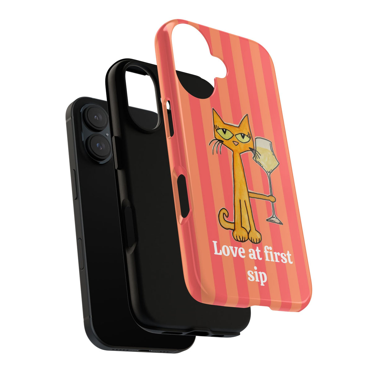 Cat with Wine "Love at First Sip" phone case