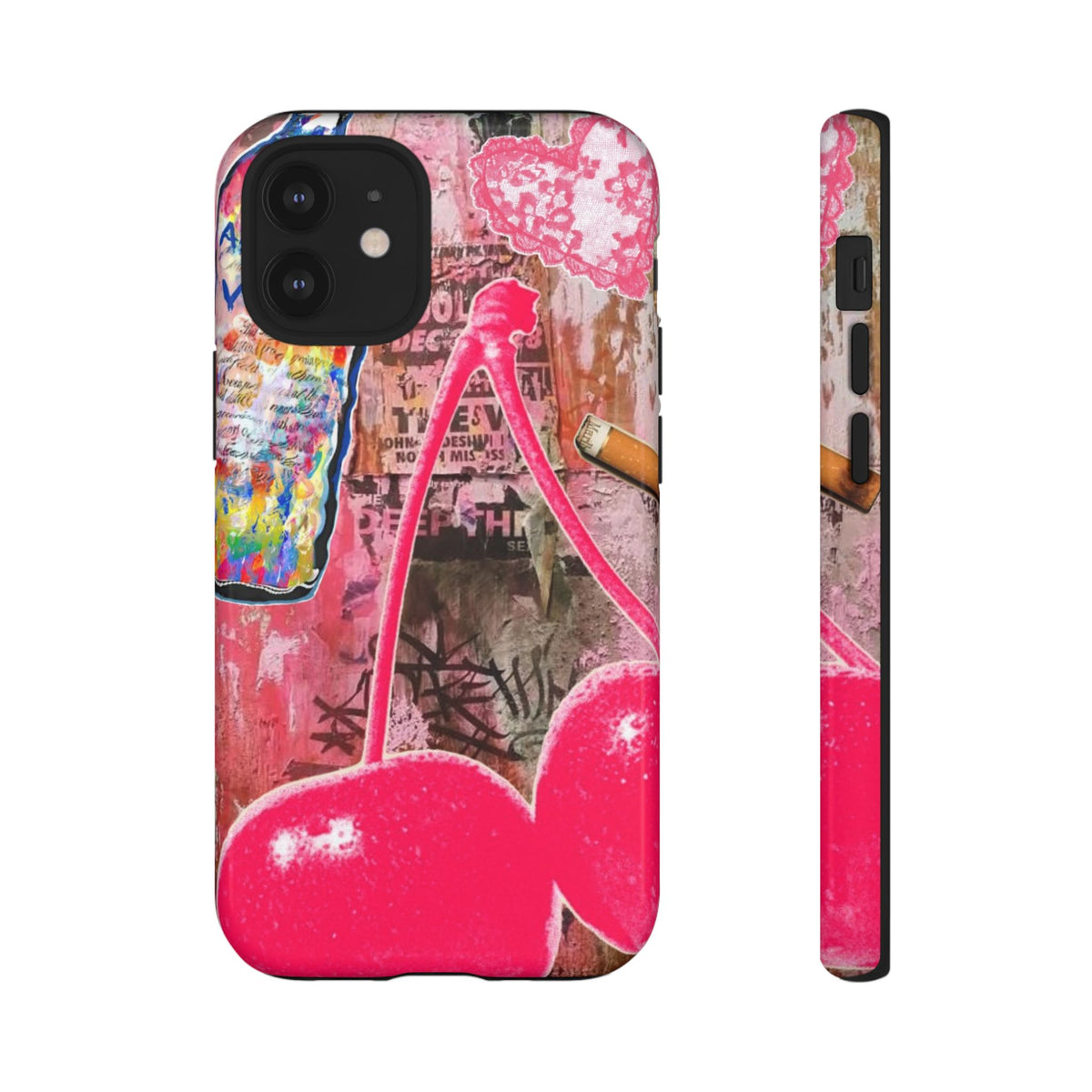 Pink Cherry Graffiti Phone Case