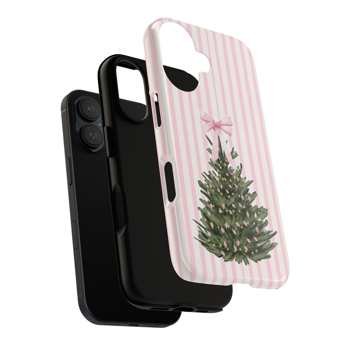 Pink Stripe Christmas Tree Phone Case