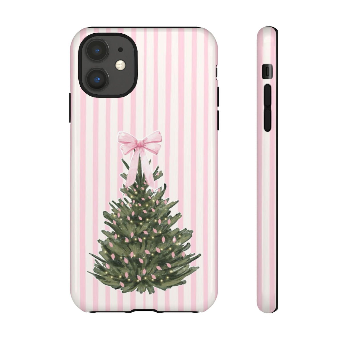 Pink Stripe Christmas Tree Phone Case