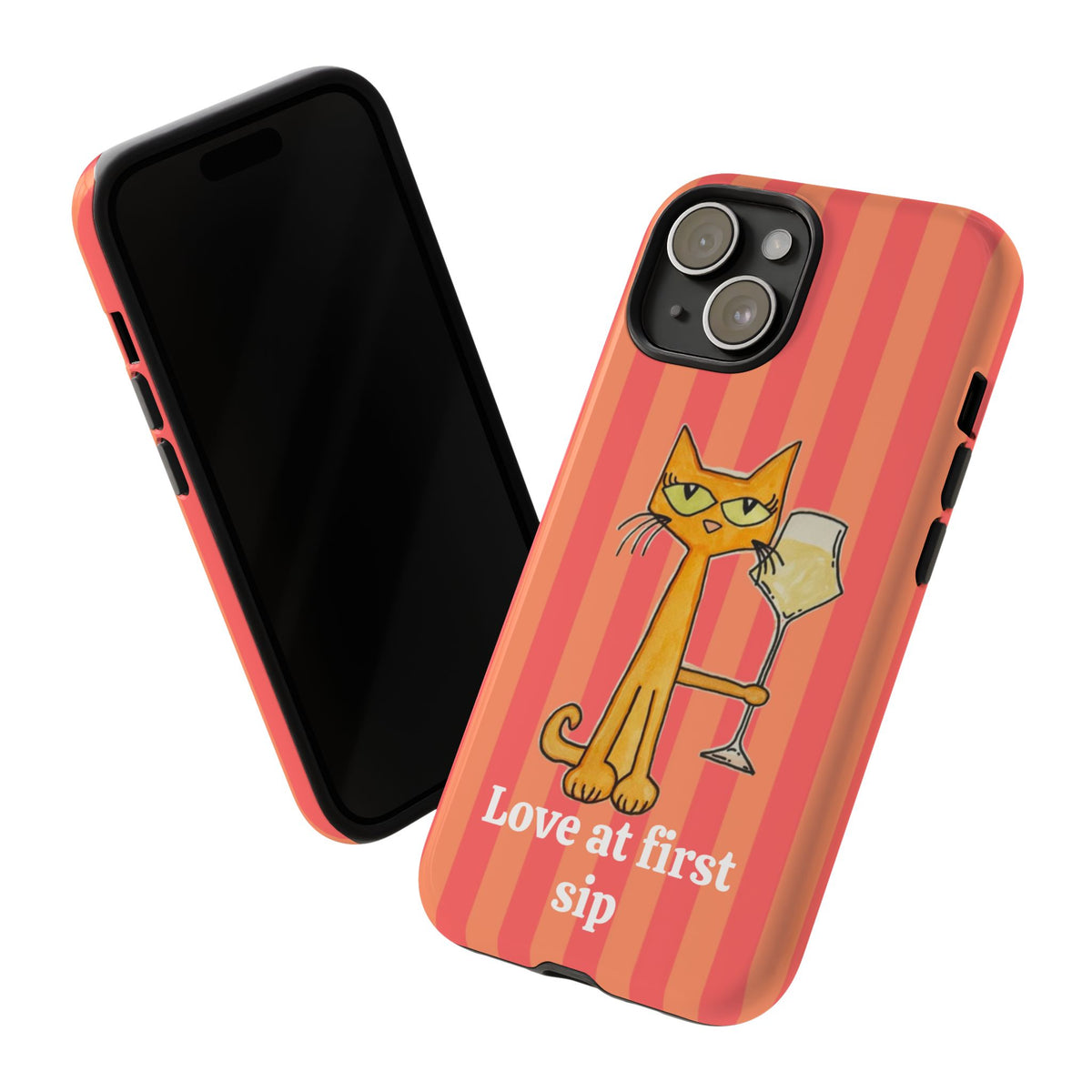 Cat with Wine "Love at First Sip" phone case